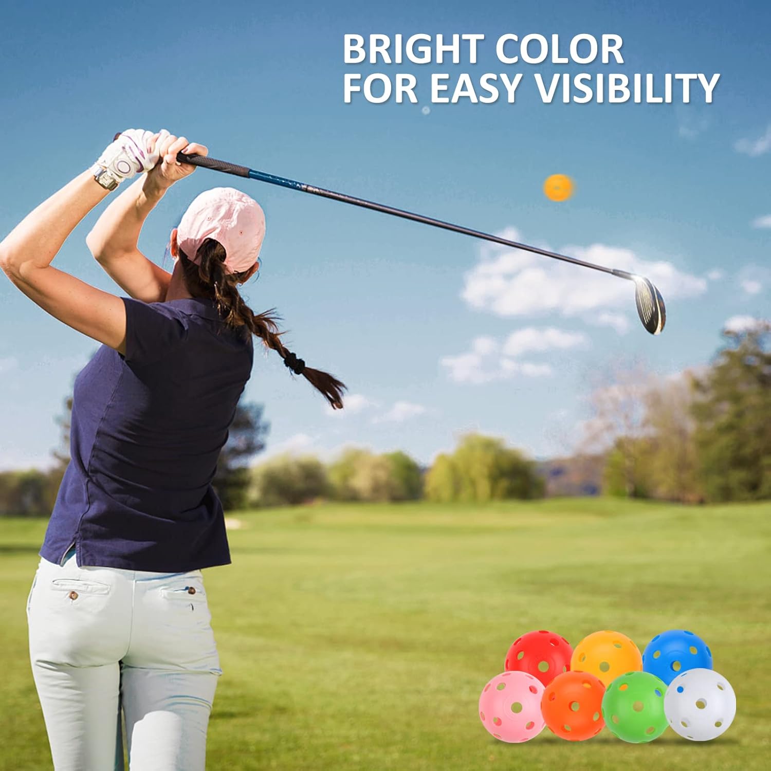 Practice Golf Balls 24 Pack, 42mm Plastic Balls, for Backyard, Training Swing Multicolor -