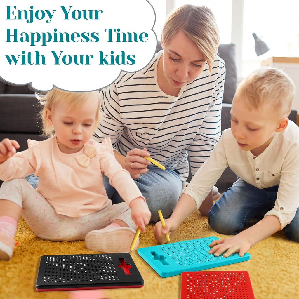 3 Pcs Magnetic Drawing Board for Kids, Toddler Travel Kit Magnet Sketch Thread with Stylus Pen and Beads Toy Child Quiet Time Activities(Colorful,7 x 8.5 Inches) Colorful 7 Inches