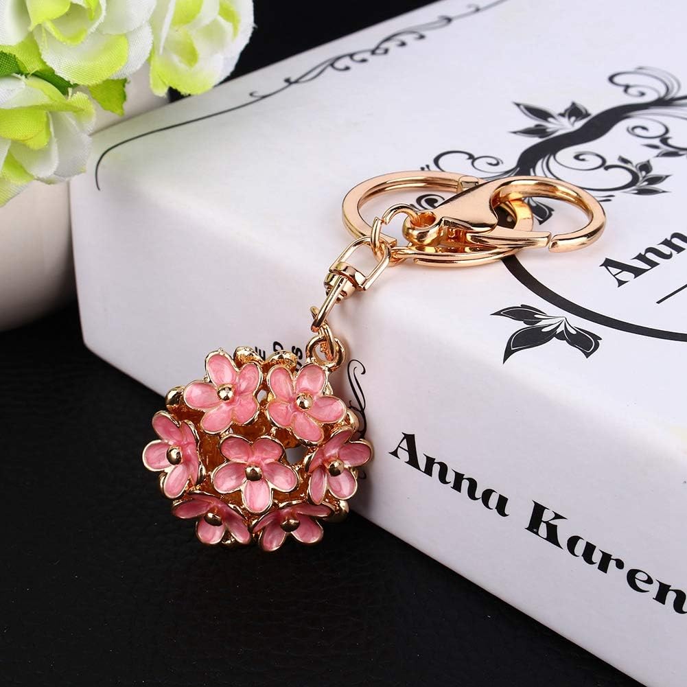 Keychains for Women, Flowers Ball Key Ring Alloy Keychain Accessories Gold Chain Rings Women Girls Men