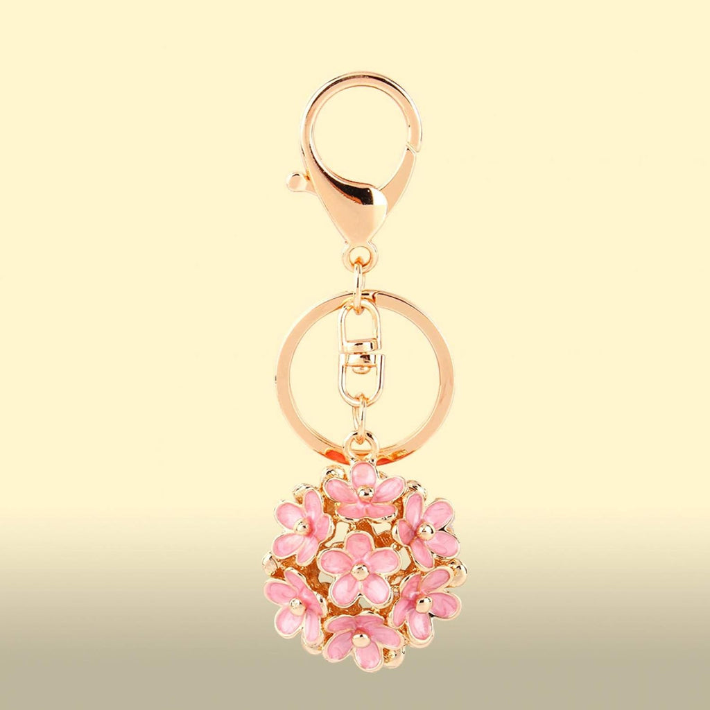 Keychains for Women, Flowers Ball Key Ring Alloy Keychain Accessories Gold Chain Rings Women Girls Men