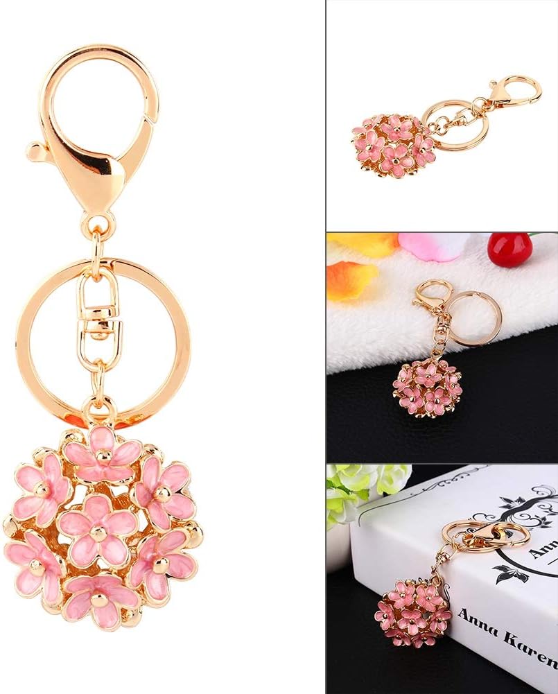 Keychains for Women, Flowers Ball Key Ring Alloy Keychain Accessories Gold Chain Rings Women Girls Men
