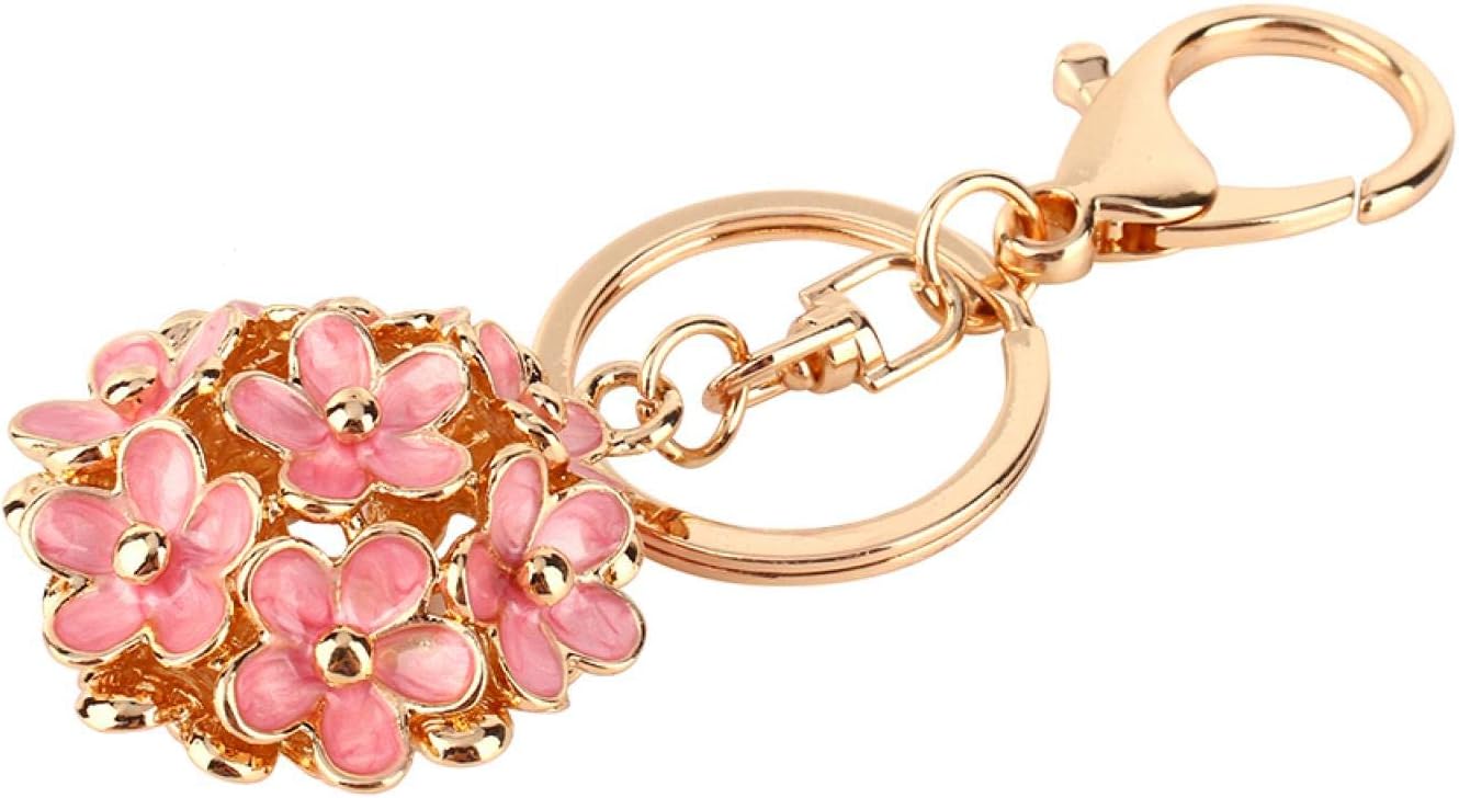 Keychains for Women, Flowers Ball Key Ring Alloy Keychain Accessories Gold Chain Rings Women Girls Men