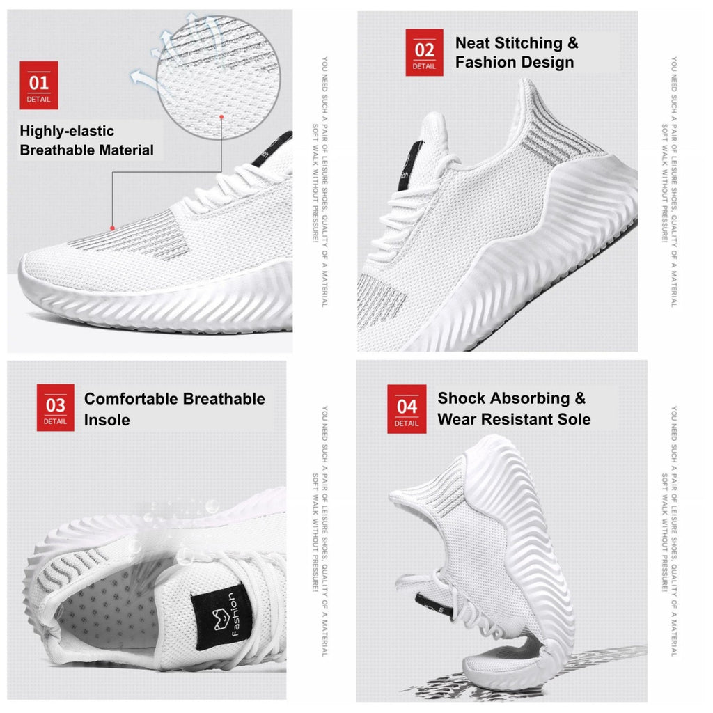Herren-Sneaker Outdoor-Straßenschuhe Atmungsaktiv Leicht Rutschfest (Weiß Größe US10=US44)