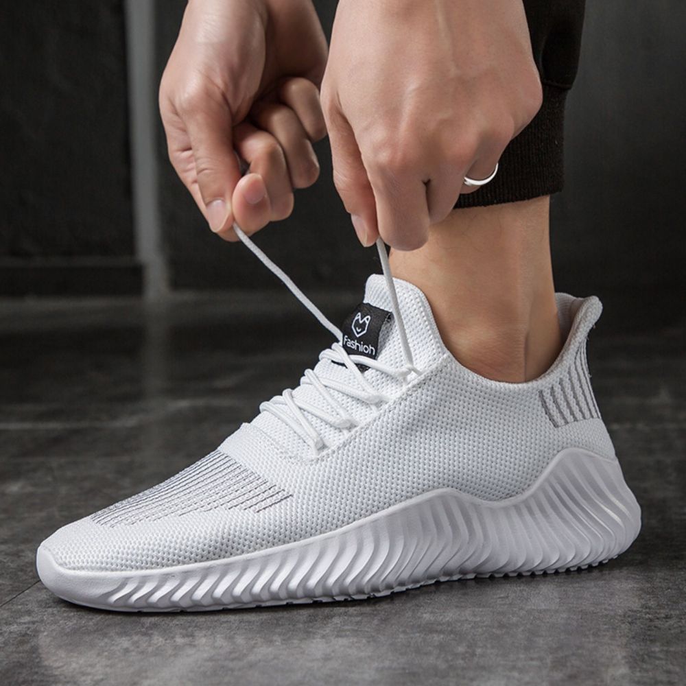 Herren-Sneaker Outdoor-Straßenschuhe Atmungsaktiv Leicht Rutschfest (Weiß Größe US10=US44)