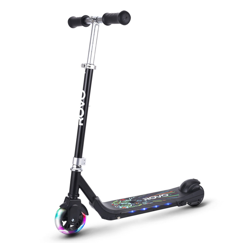 ROVO KIDS WhizKid Elektroroller, Alter 5-11, höhenverstellbar, AU-konform, Lithium-Akku, bürstenloser Motor, Schwarz