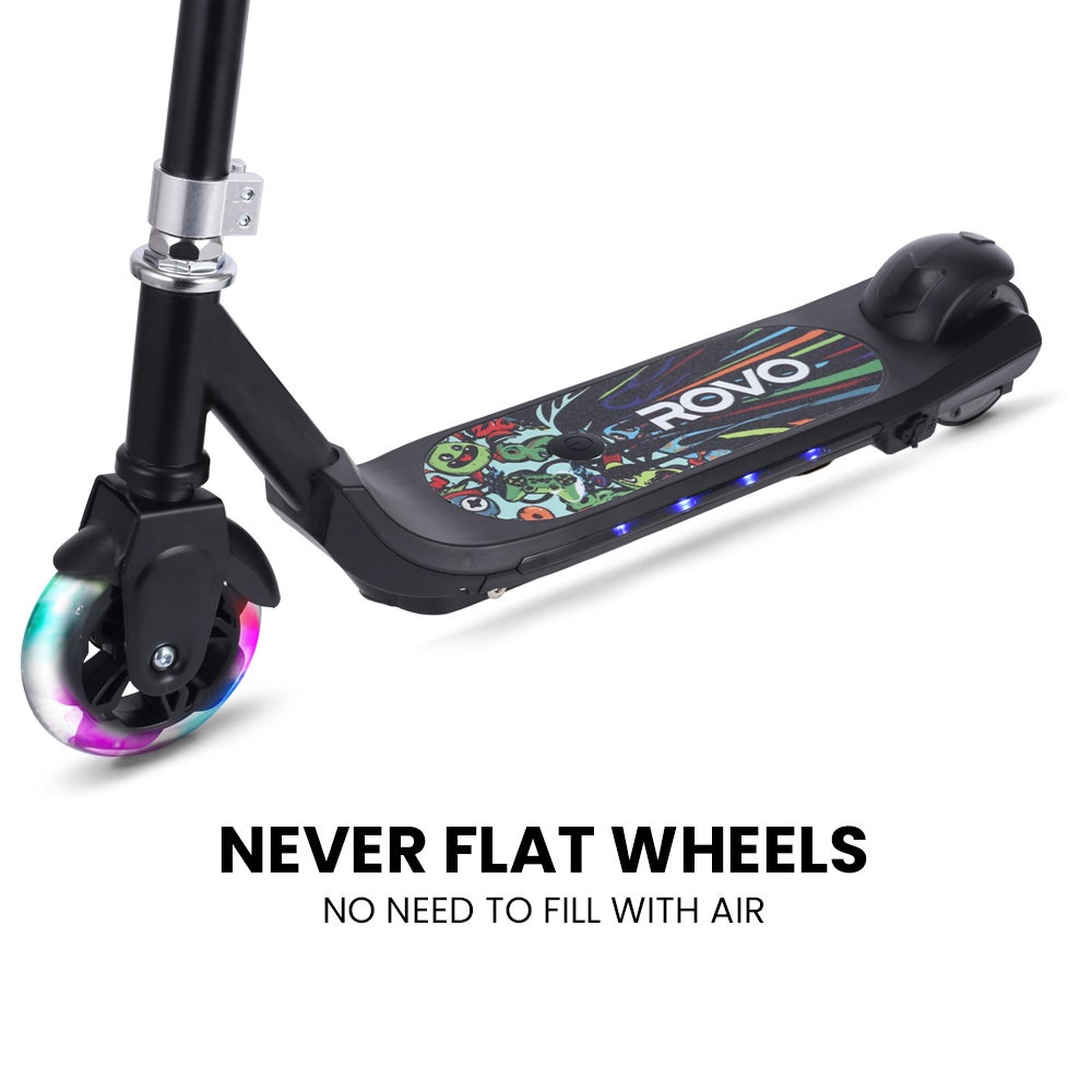 ROVO KIDS WhizKid Elektroroller, Alter 5-11, höhenverstellbar, AU-konform, Lithium-Akku, bürstenloser Motor, Schwarz