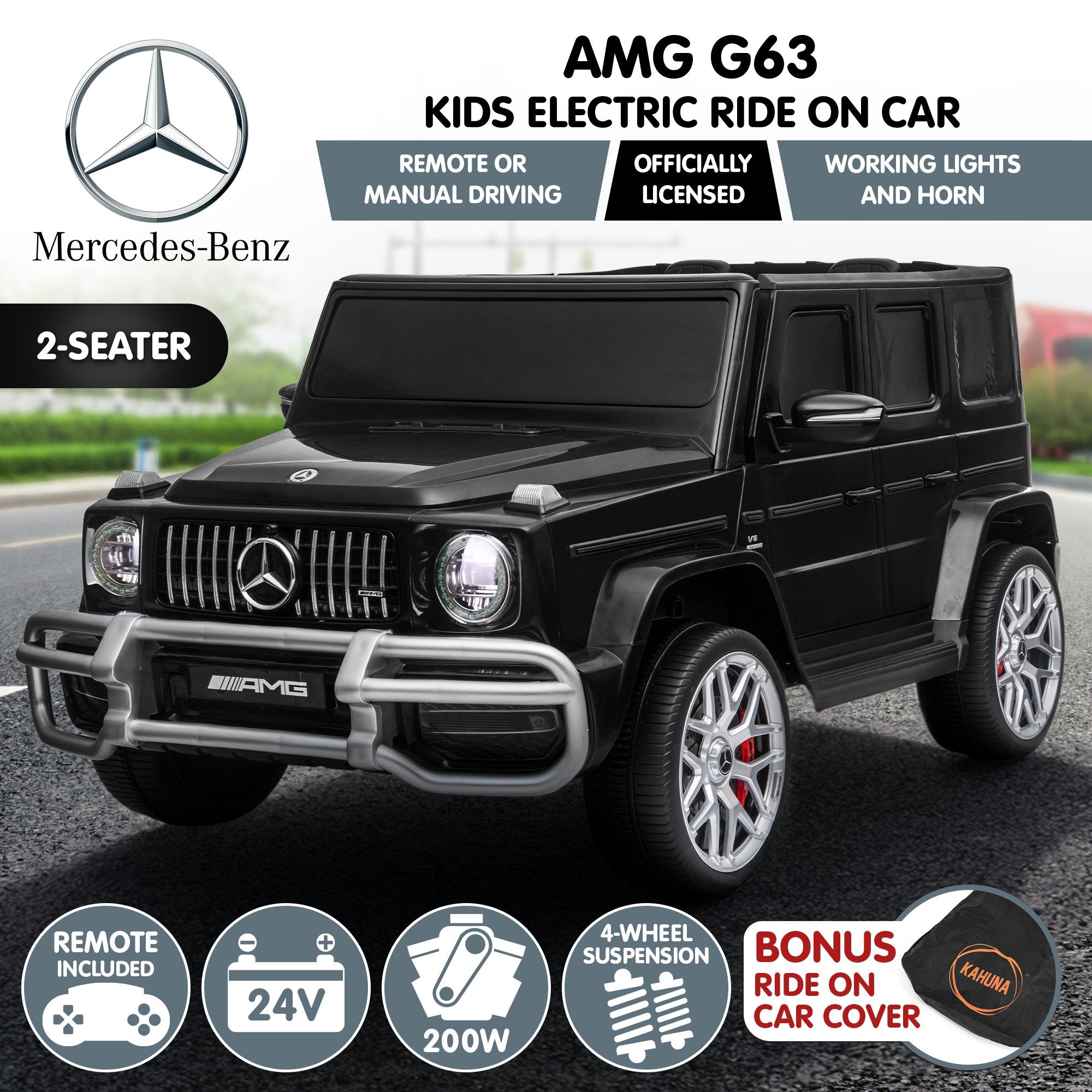 Kahuna Mercedes Benz AMG G63 Kinder Elektro-Zweisitzer-Aufsitzauto mit Fernbedienung