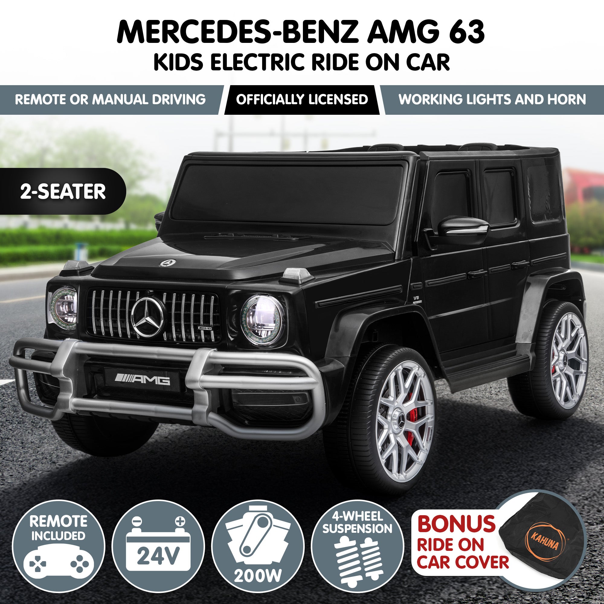 Kahuna Mercedes Benz AMG G63 Kinder Elektro-Zweisitzer-Aufsitzauto mit Fernbedienung