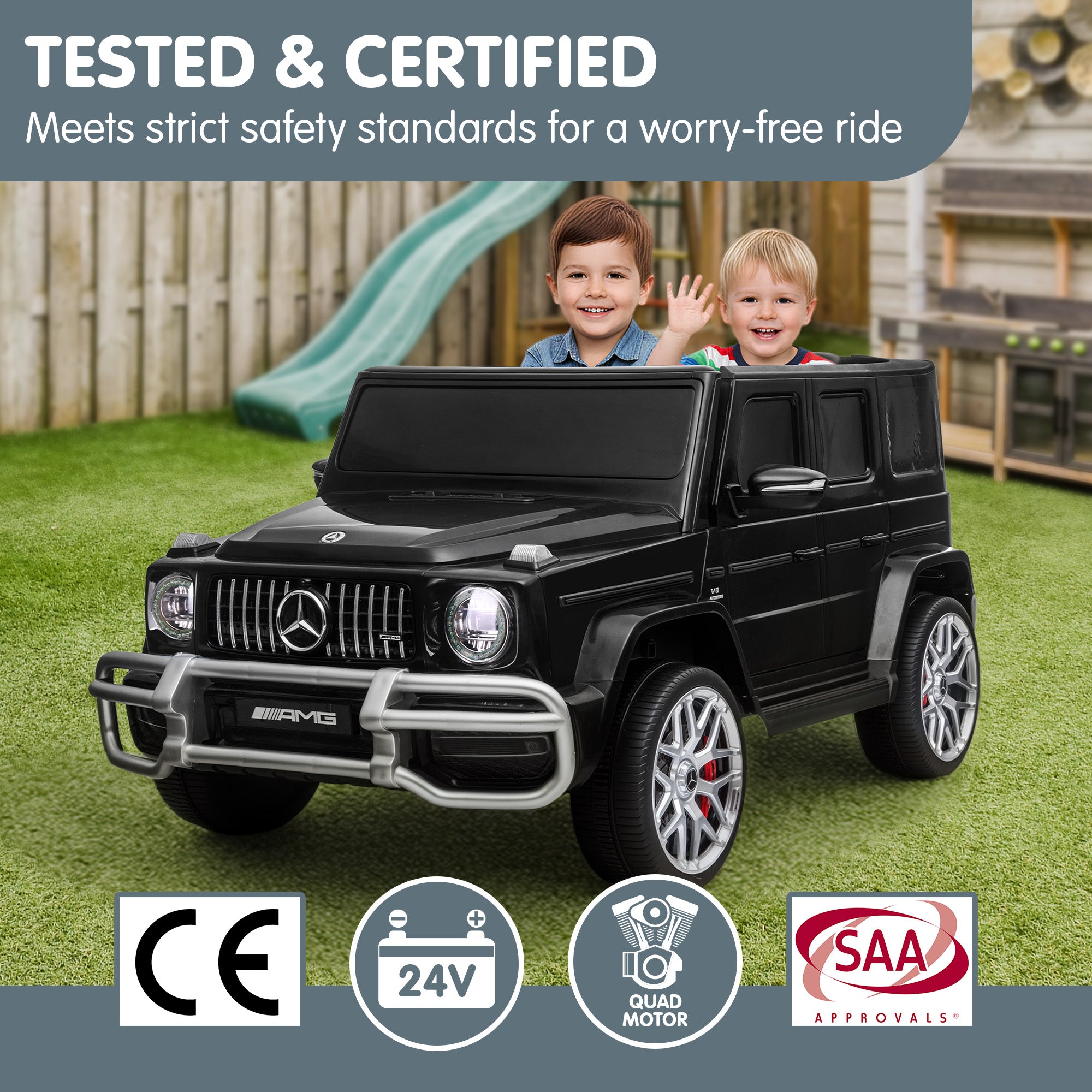 Kahuna Mercedes Benz AMG G63 Kinder Elektro-Zweisitzer-Aufsitzauto mit Fernbedienung