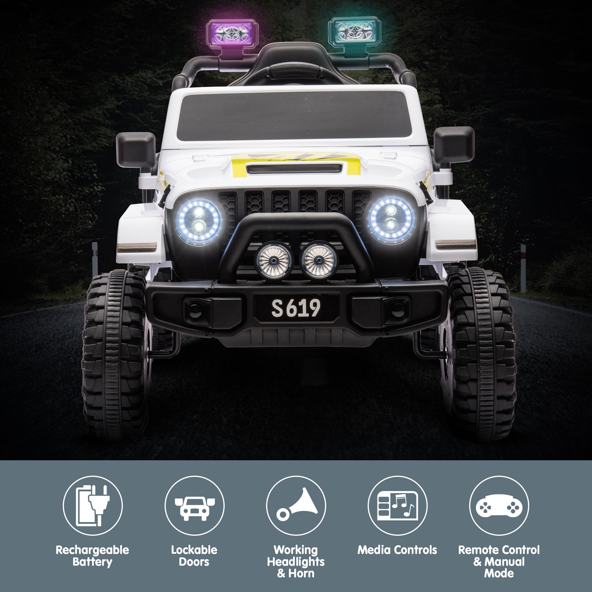 Kahuna S619 Gravity Kinder Elektro-Aufsitzauto – Weiß