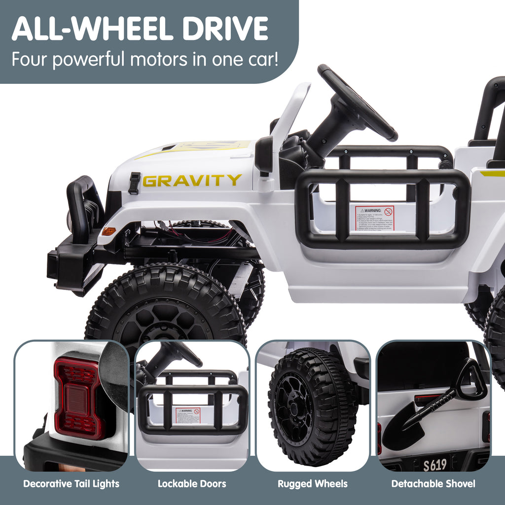 Kahuna S619 Gravity Kinder Elektro-Aufsitzauto – Weiß