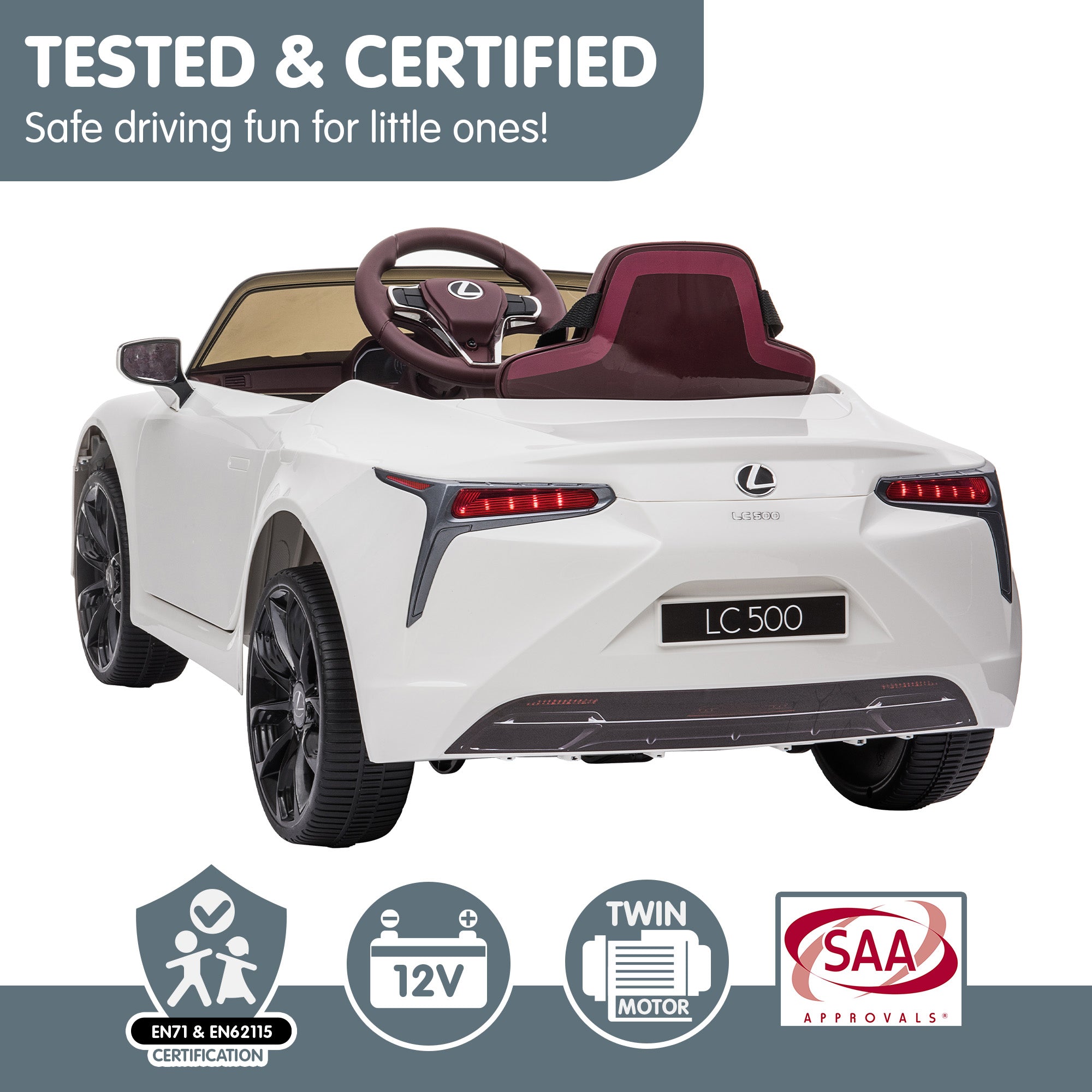Kahuna Lizenziertes Lexus LC 500 Kinder Elektro-Fahrzeug - Weiß