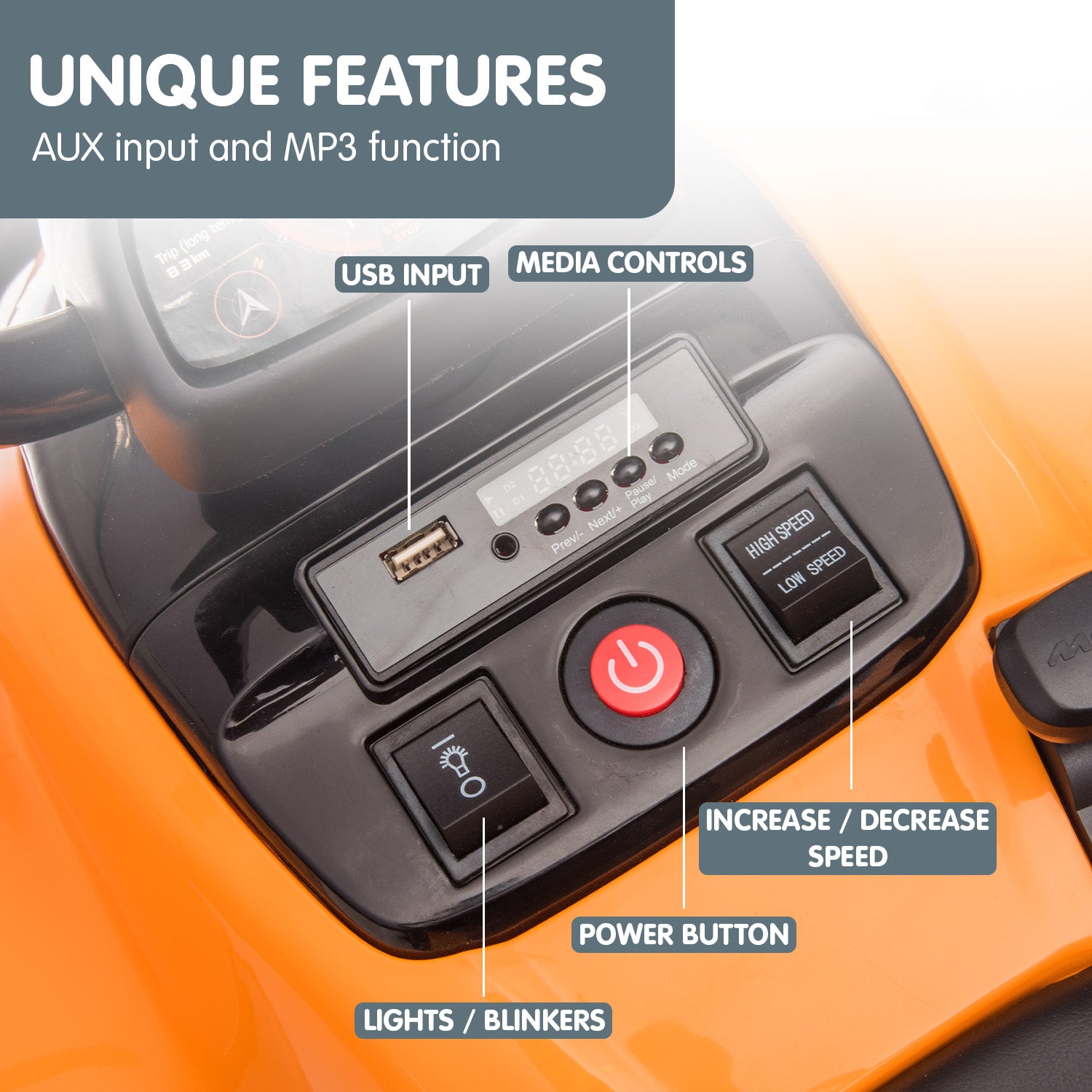 Kahuna Lizenzierter MCL35 McLaren Kinder Elektro-Quad - Orange