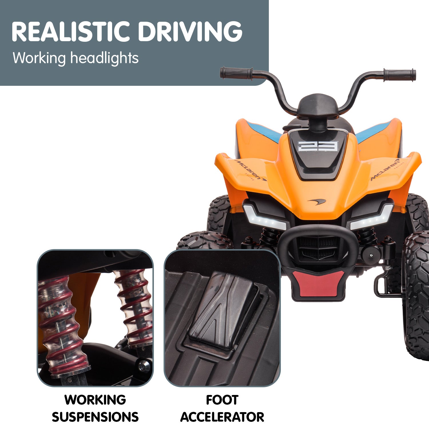 Kahuna Lizenzierter MCL35 McLaren Kinder Elektro-Quad - Orange