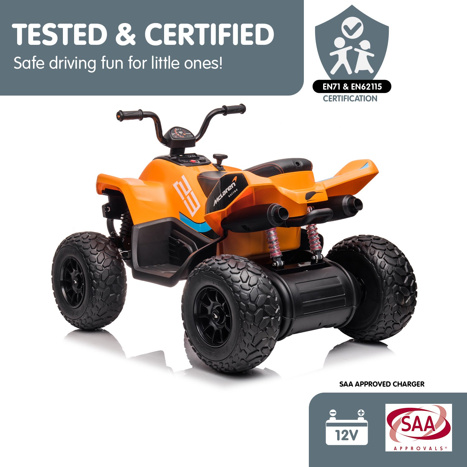 Kahuna Lizenzierter MCL35 McLaren Kinder Elektro-Quad - Orange