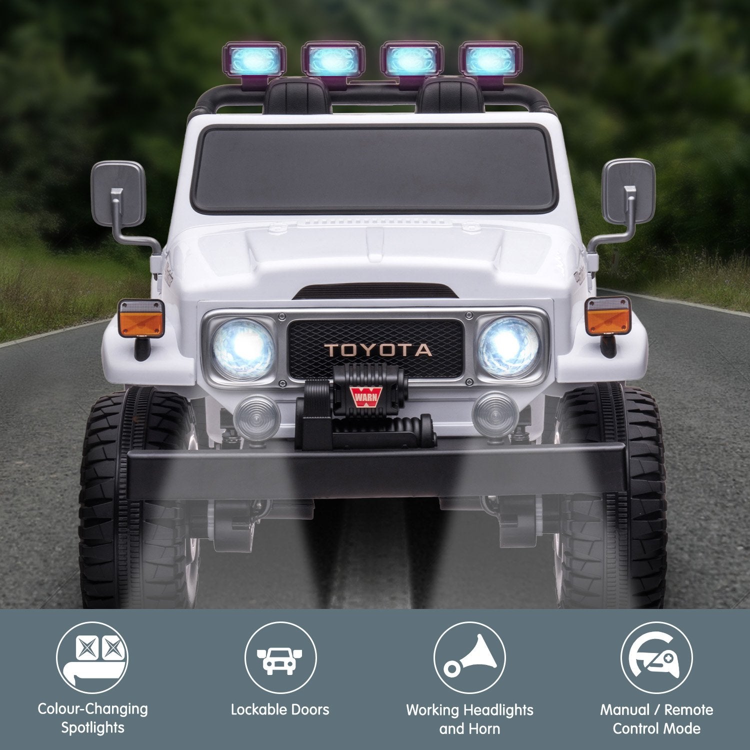 Kahuna Lizenzierter Toyota FJ-40 Kinder Elektro-Spielfahrzeug 80W - Weiß