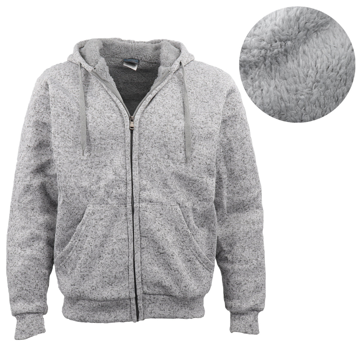 Men's Thick Zip Up Hooded Hoodie w Winter Sherpa Fur Jumper Coat Jacket Sweater, Black, XL