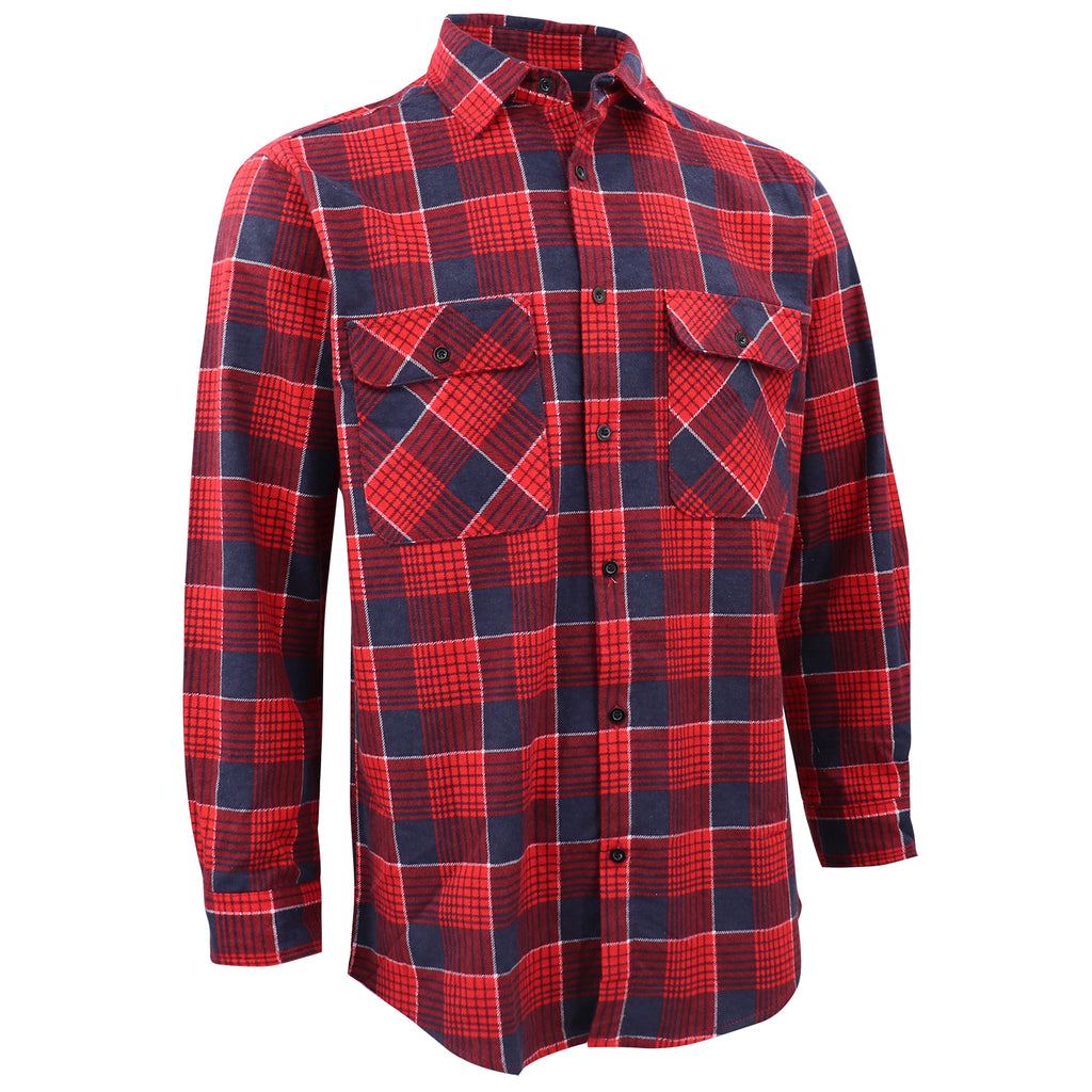 Herren Flanellhemd aus 100 % Baumwolle, Langarm, Karo, Flanell mit Taschen, Crimson Tide Plaid, 3XL