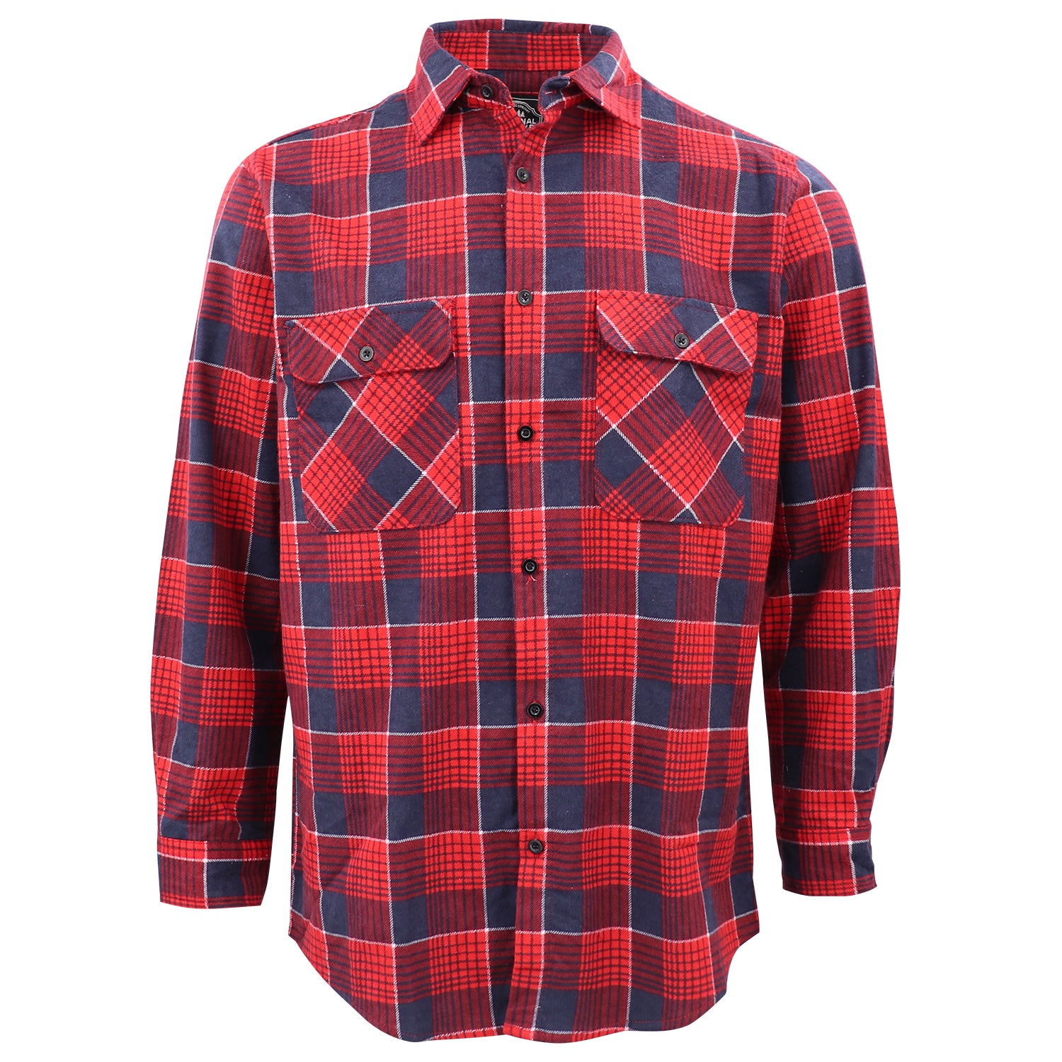 Herren Flanellhemd aus 100 % Baumwolle, Langarm, Karo, Flanell mit Taschen, Crimson Tide Plaid, 3XL