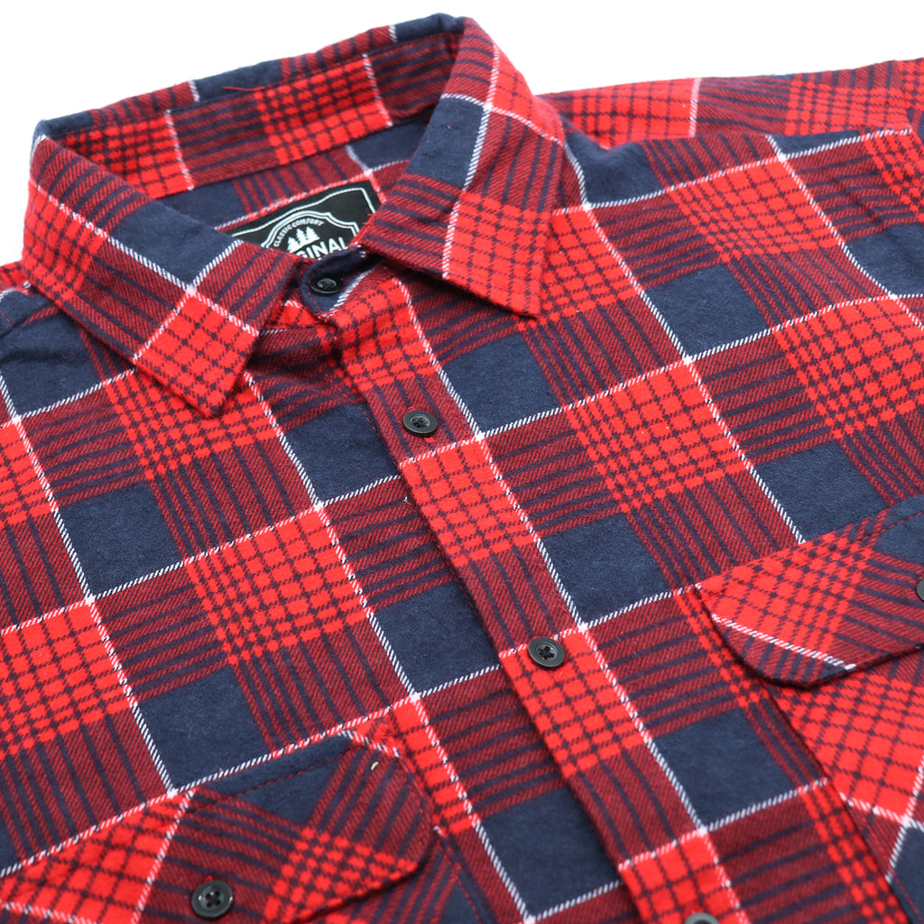 Herren Flanellhemd aus 100 % Baumwolle, Langarm, Karo, Flanell mit Taschen, Crimson Tide Plaid, 3XL