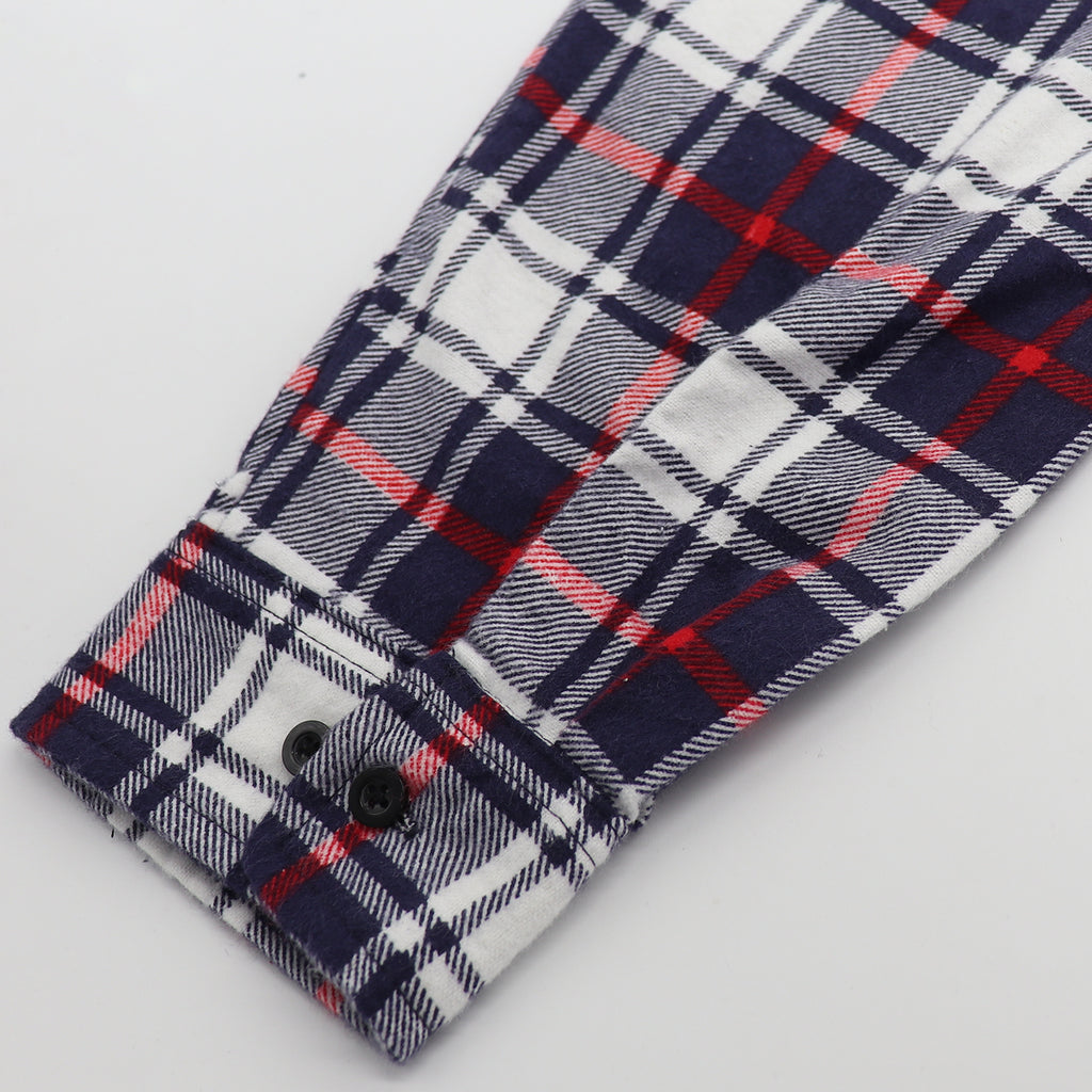 Men's 100% Cotton Flannelette Shirt Long Sleeve Plaid Check Flannel w Pockets, Snowfall Navy Plaid, M