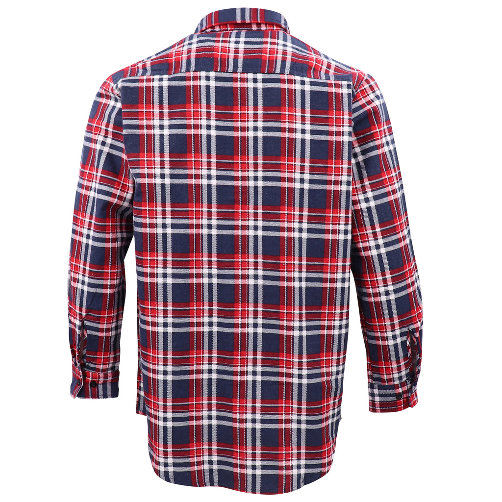 Men's 100% Cotton Flannelette Shirt Long Sleeve Plaid Check Flannel w Pockets, Heritage Red Plaid, XL