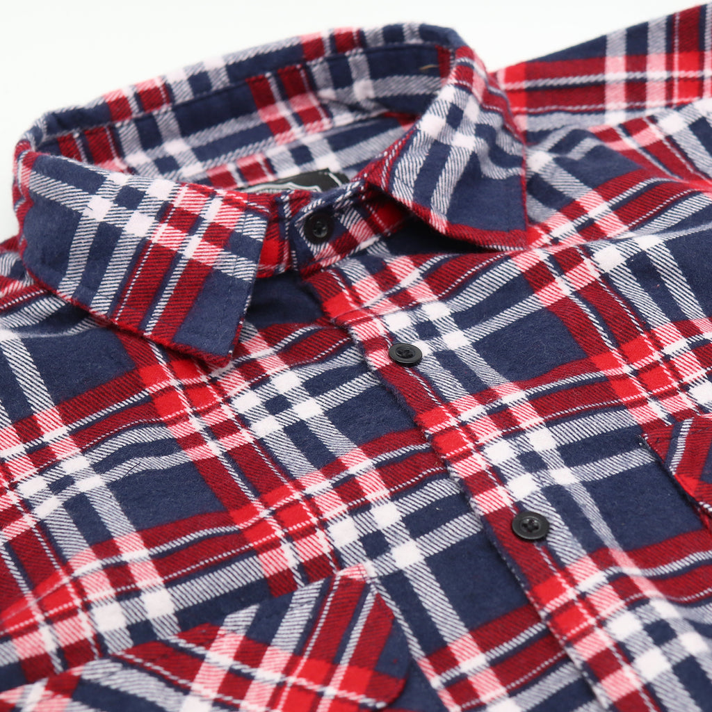 Men's 100% Cotton Flannelette Shirt Long Sleeve Plaid Check Flannel w Pockets, Heritage Red Plaid, XL
