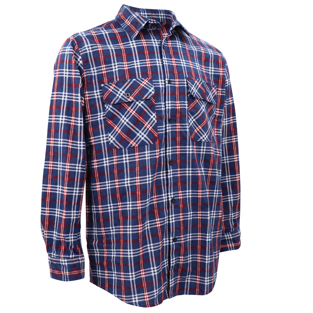 Herren Hemd aus 100% Baumwoll Flanell, langärmlig, kariert, mit Taschen, Patriot Blue Plaid, 2XL
