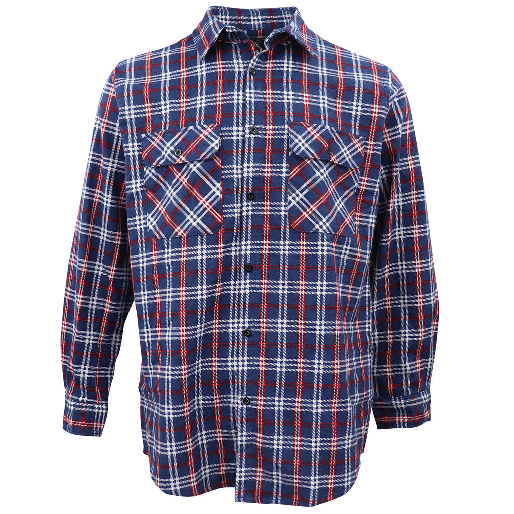 Herren Hemd aus 100% Baumwoll Flanell, langärmlig, kariert, mit Taschen, Patriot Blue Plaid, 2XL