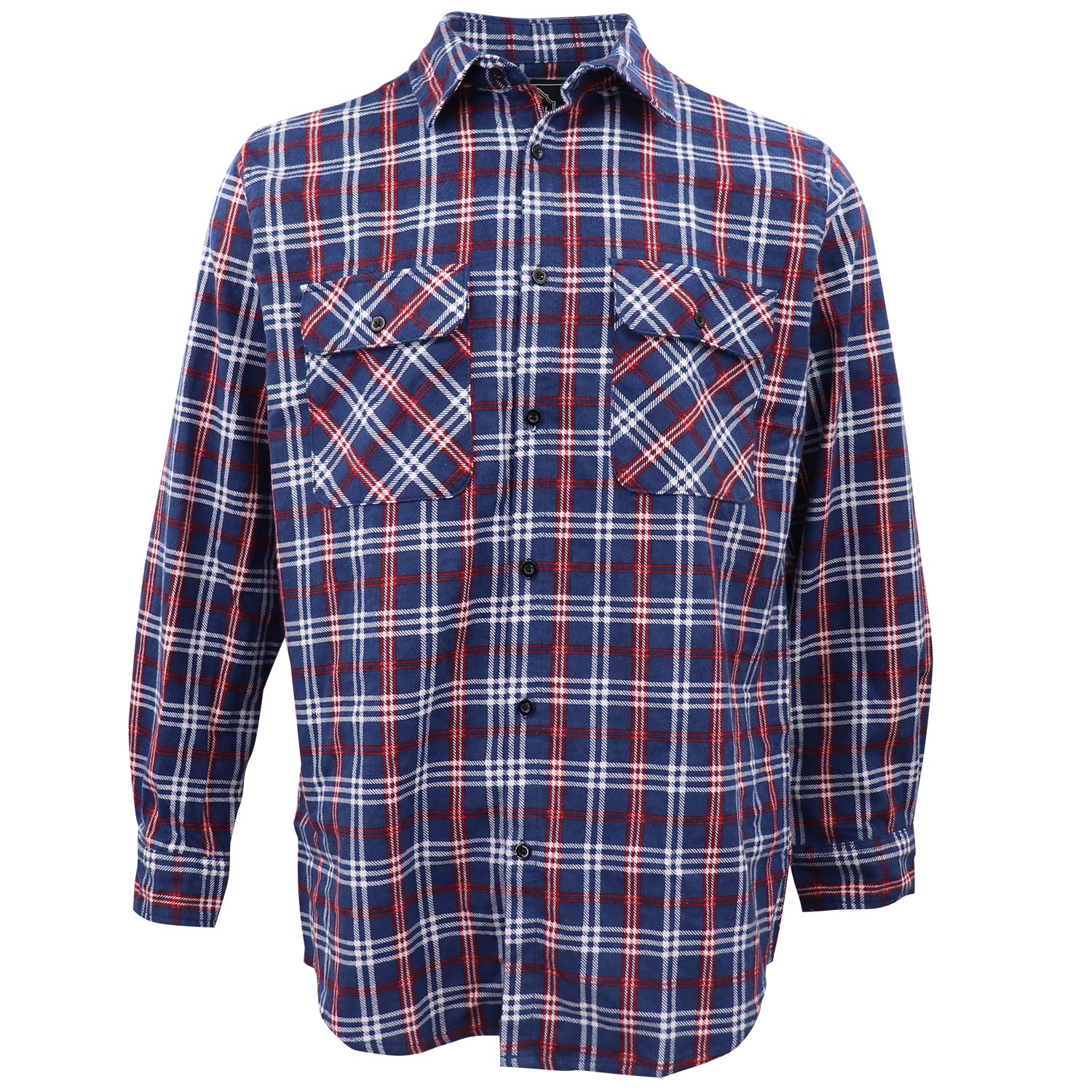 Herren Hemd aus 100% Baumwoll Flanell, langärmlig, kariert, mit Taschen, Patriot Blue Plaid, 2XL