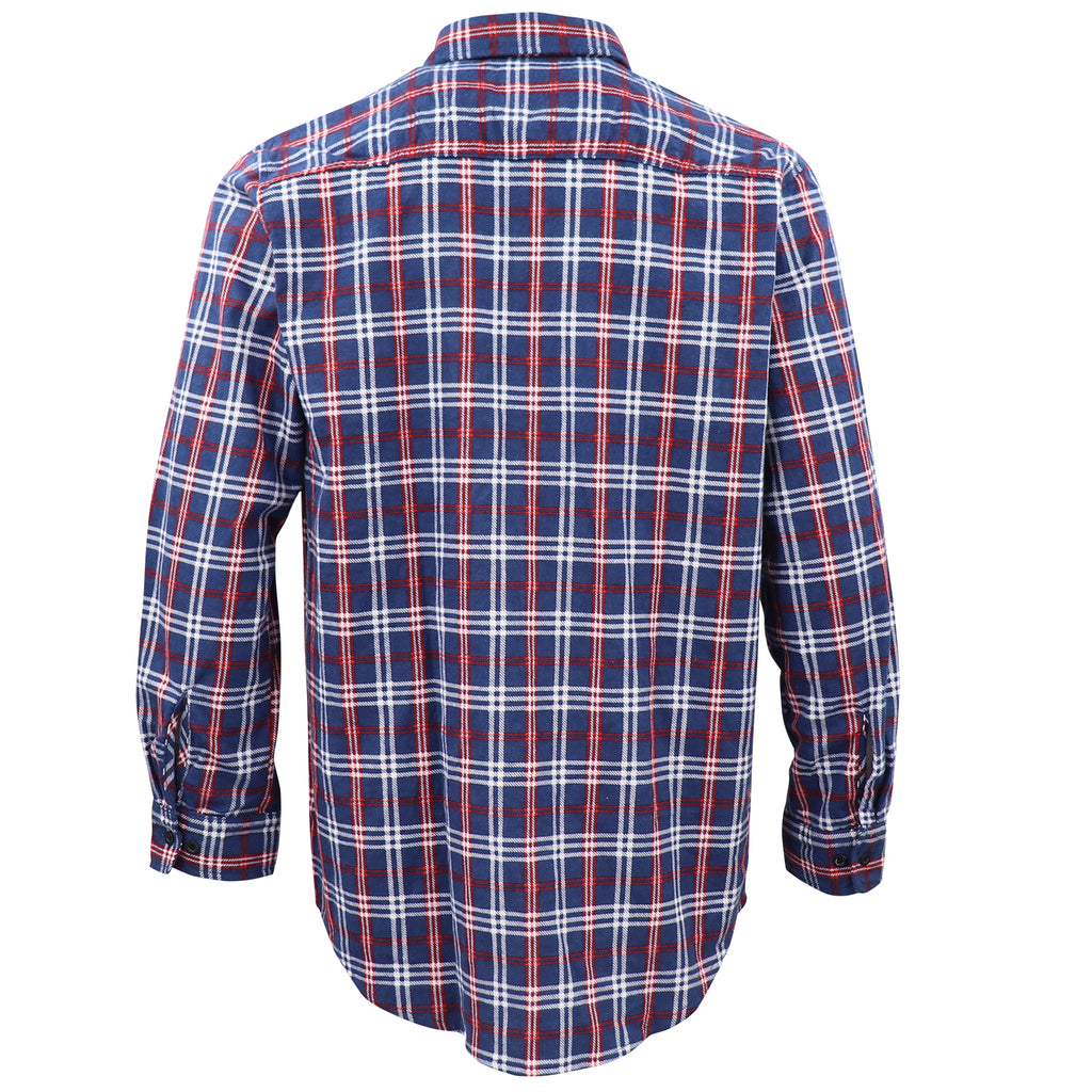 Herren Hemd aus 100% Baumwoll Flanell, langärmlig, kariert, mit Taschen, Patriot Blue Plaid, 2XL