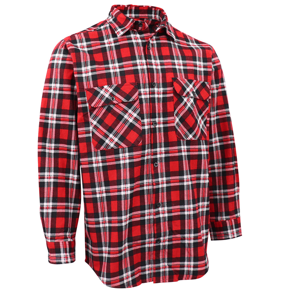 Herren-Hemd aus 100 % Baumwollflanell, Langarm, kariert, Flanell mit Taschen, Crimson Knight Plaid, 2XL
