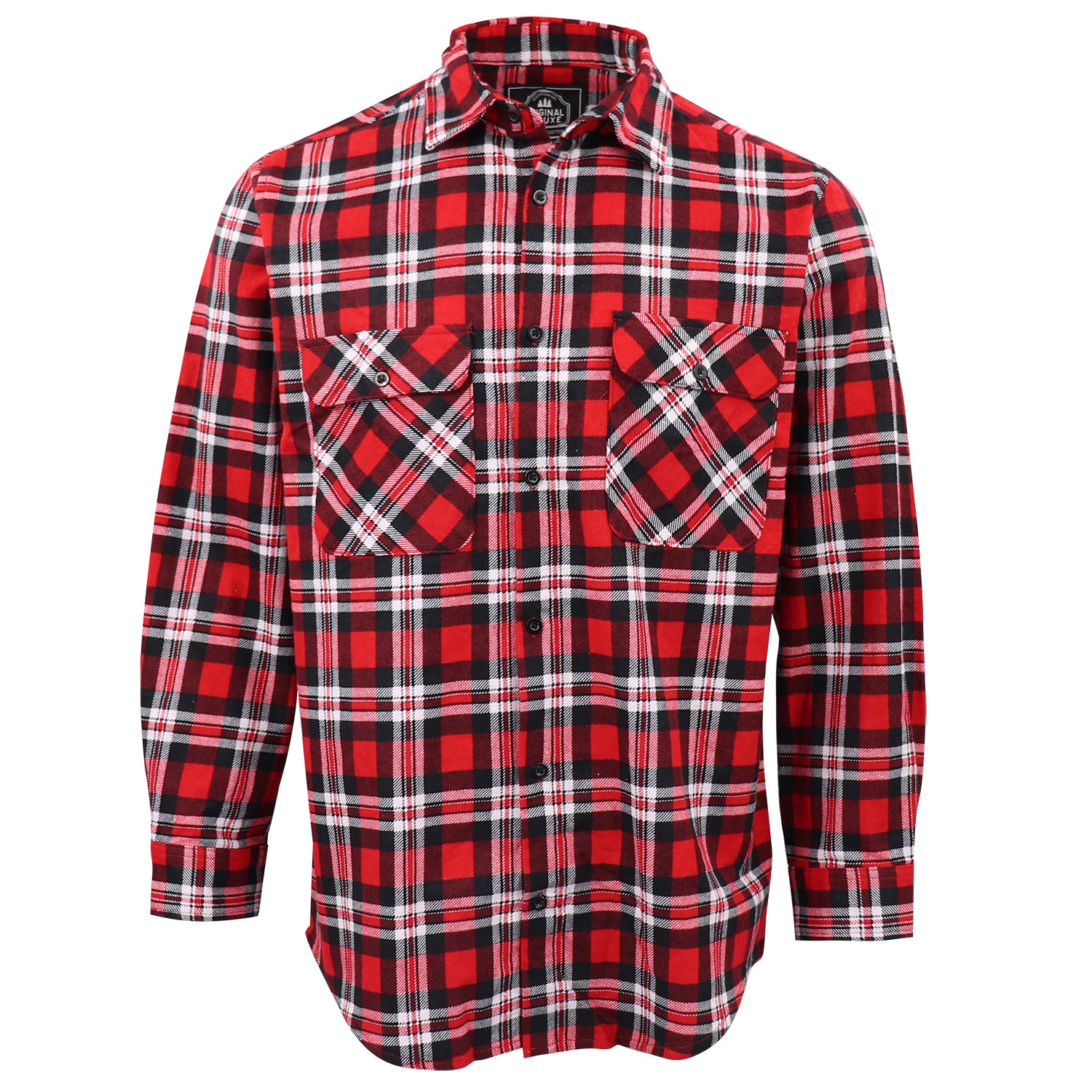 Herren-Hemd aus 100 % Baumwollflanell, Langarm, kariert, Flanell mit Taschen, Crimson Knight Plaid, 2XL