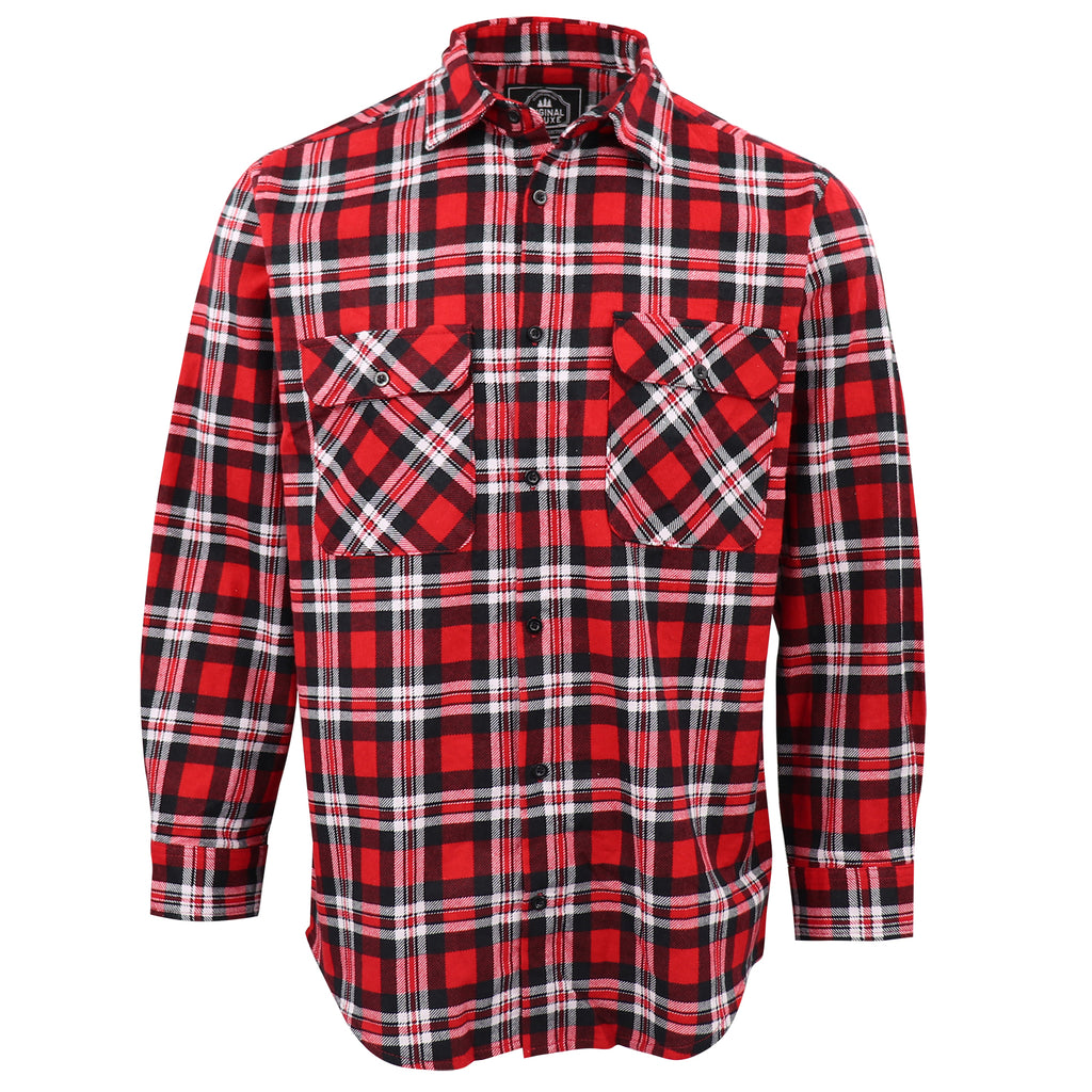 Herren Flanellhemd aus 100 % Baumwolle, Langarm, Karo, mit Taschen, Crimson Knight Plaid, 3XL