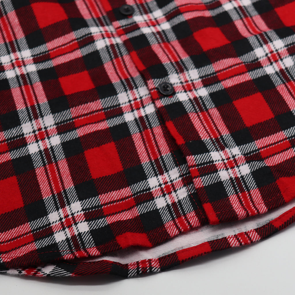 Herren Flanellhemd aus 100 % Baumwolle, Langarm, Karo, mit Taschen, Crimson Knight Plaid, 3XL