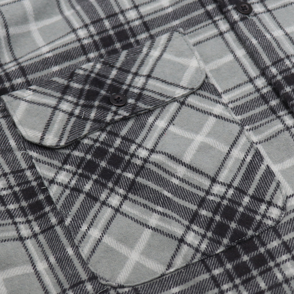 Men's 100% Cotton Flannelette Shirt Long Sleeve Plaid Check Flannel w Pockets, Granite Gray Plaid, M