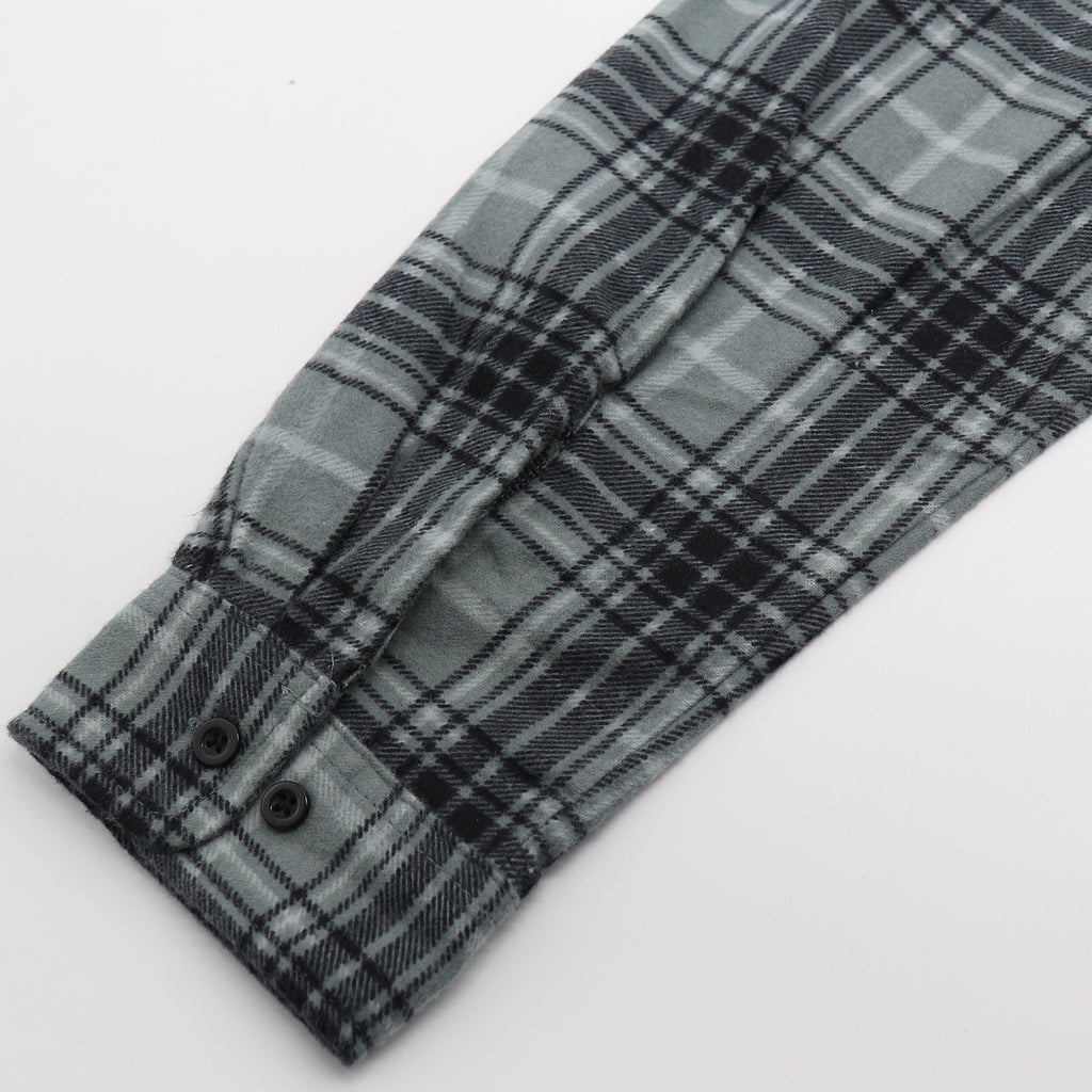 Men's 100% Cotton Flannelette Shirt Long Sleeve Plaid Check Flannel w Pockets, Granite Gray Plaid, XL