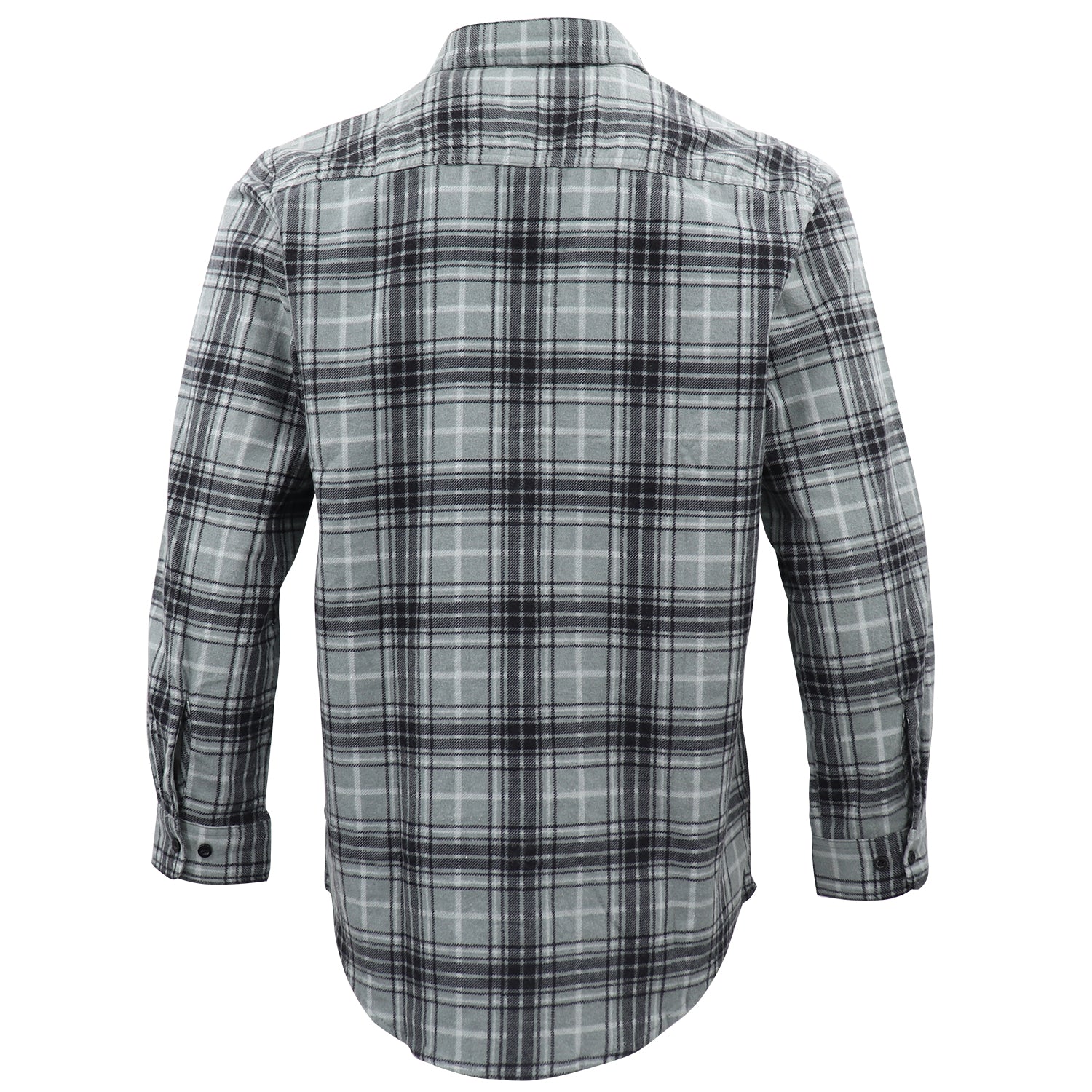 Men's 100% Cotton Flannelette Shirt Long Sleeve Plaid Check Flannel w Pockets, Granite Gray Plaid, 3XL