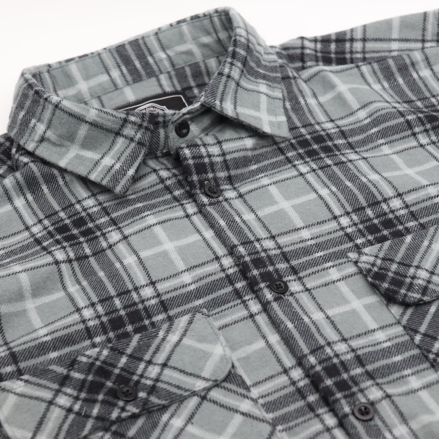 Men's 100% Cotton Flannelette Shirt Long Sleeve Plaid Check Flannel w Pockets, Granite Gray Plaid, 3XL