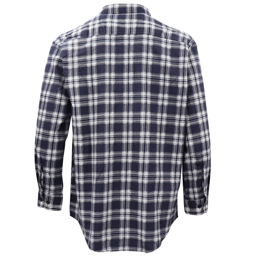 Men's 100% Cotton Flannelette Shirt Long Sleeve Plaid Check Flannel w Pockets, Midnight Navy Plaid, S
