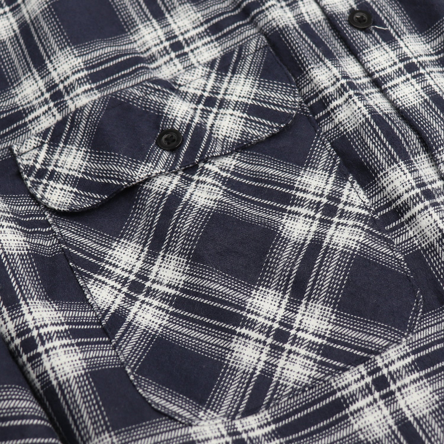 Men's 100% Cotton Flannelette Shirt Long Sleeve Plaid Check Flannel w Pockets, Midnight Navy Plaid, M