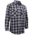 Herren Hemd aus 100% Baumwollflanell, Langarm, Karo, Flanell mit Taschen, Midnight Navy Plaid, XL