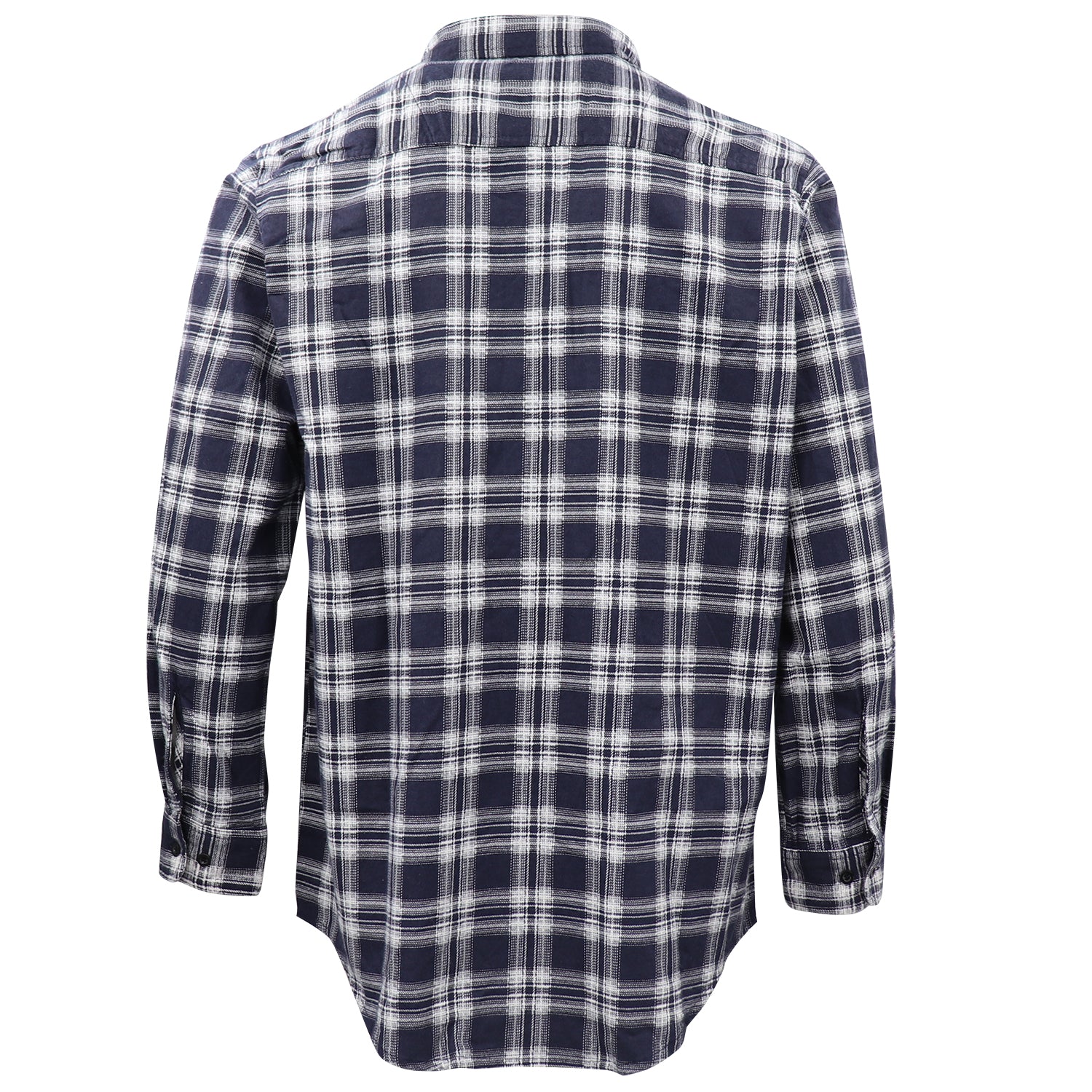 Herren Hemd aus 100% Baumwollflanell, Langarm, Karo, Flanell mit Taschen, Midnight Navy Plaid, XL