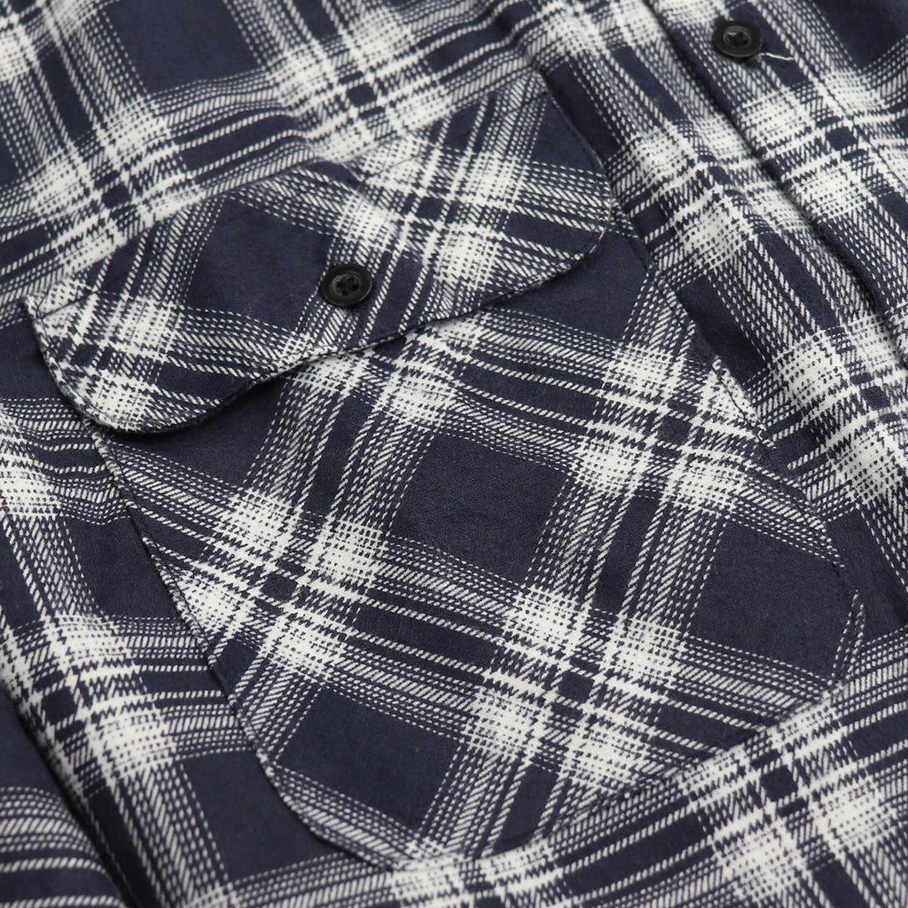 Herren Hemd aus 100% Baumwollflanell, Langarm, Karo, Flanell mit Taschen, Midnight Navy Plaid, XL