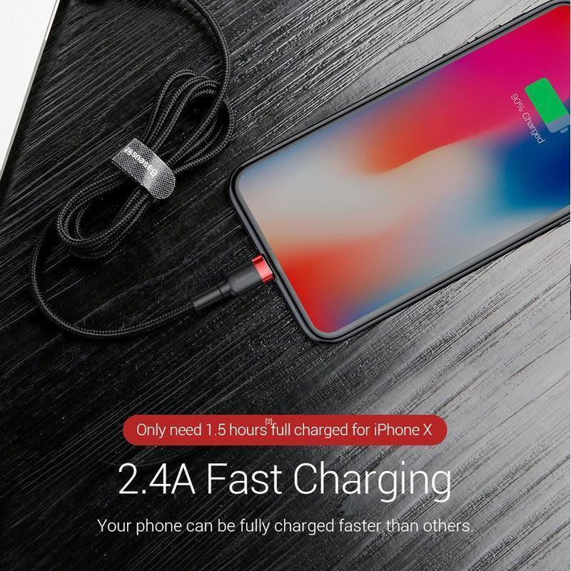 Baseus USB Ladekabel Datenkabel Ladegerät für iPhone 13 12 11 XS XR 8 7 iPad 1 Stück 1M - Rot+ Rot