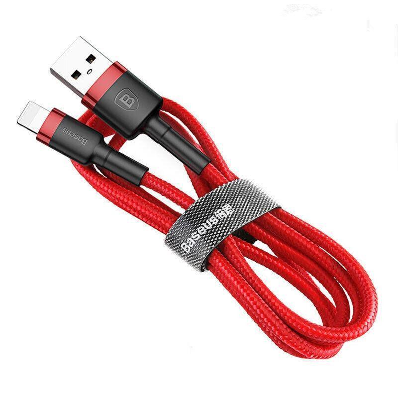 Baseus USB Ladekabel Datenkabel Ladegerät für iPhone 13 12 11 XS XR 8 7 iPad 1 Stück 1M - Rot+ Rot