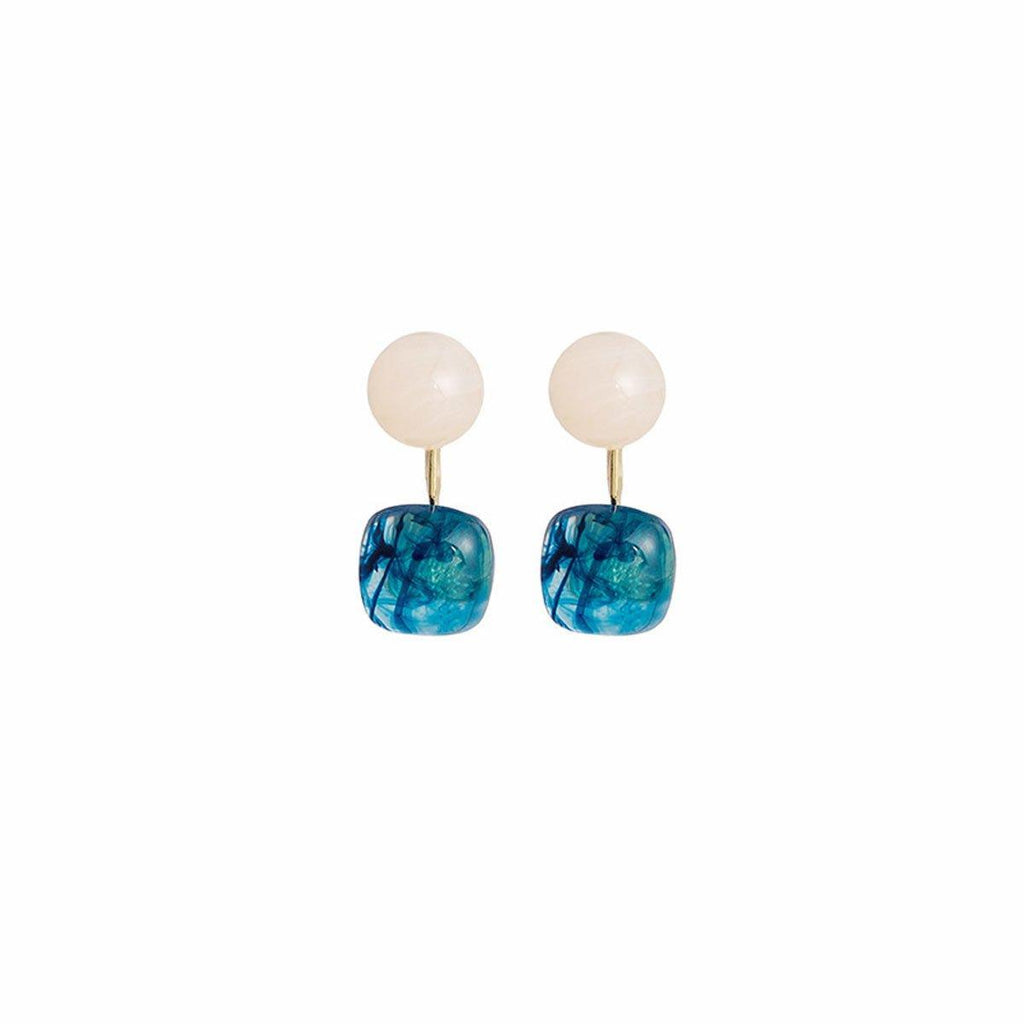Kleine, frische blaue Öl-Ohrringe, Retro-Mode, Temperament, Silbernadel-Schmuck