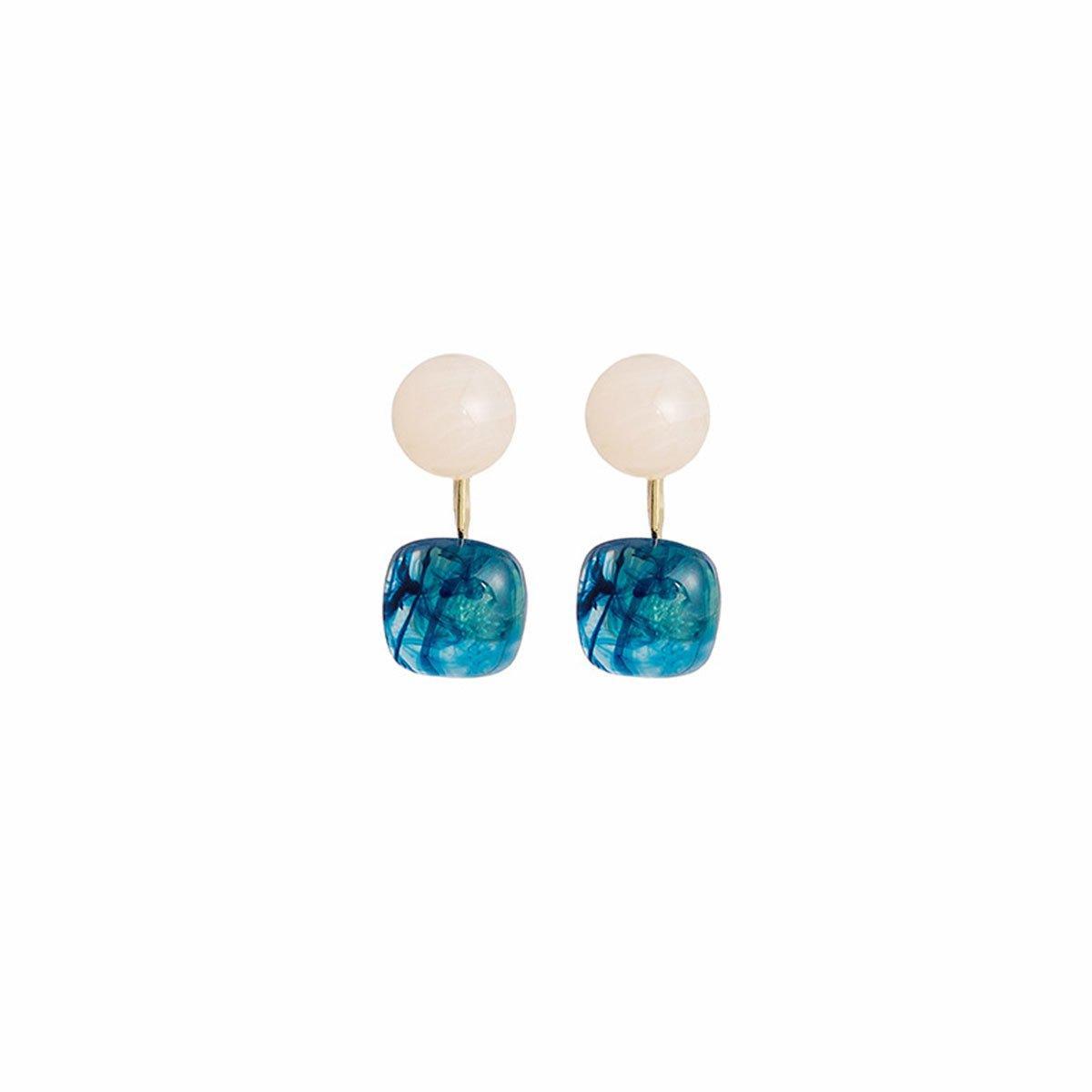 Kleine, frische blaue Öl-Ohrringe, Retro-Mode, Temperament, Silbernadel-Schmuck