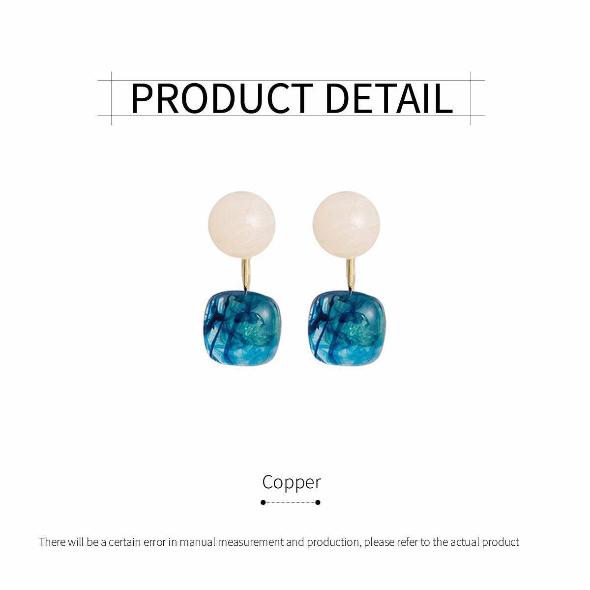 Kleine, frische blaue Öl-Ohrringe, Retro-Mode, Temperament, Silbernadel-Schmuck