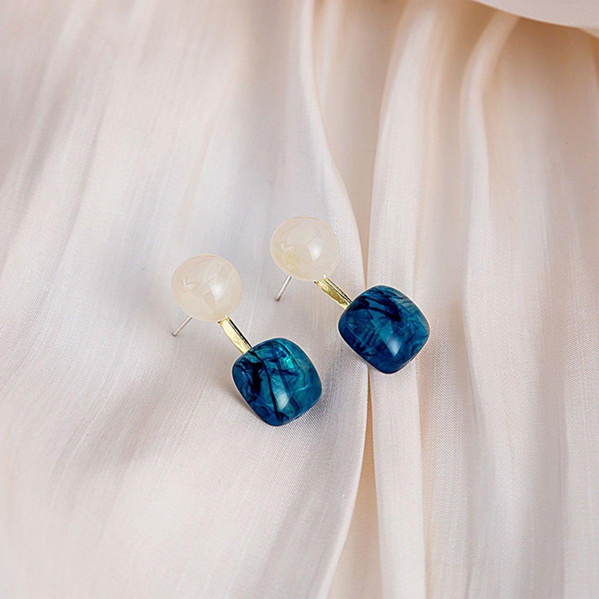 Kleine, frische blaue Öl-Ohrringe, Retro-Mode, Temperament, Silbernadel-Schmuck